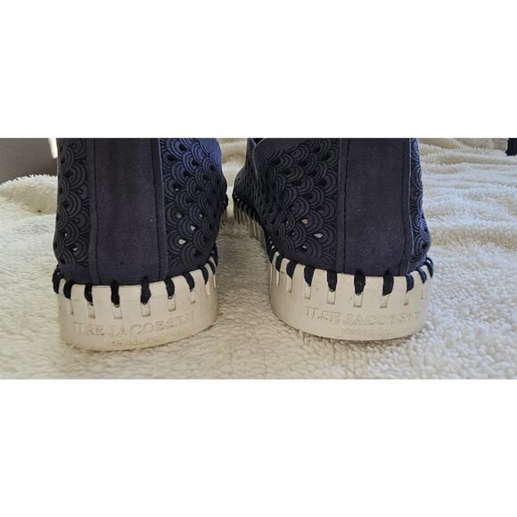 Ilse Jacobsen Women EU 38 US 7.5-8 Navy Tulip Leather Laser Cut Espadrilles Shoe - Picture 3 of 5